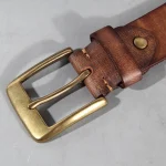 Vintage Luxury Handmade Leather Copper Buckle Man's - Image 2
