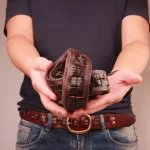Vintage Luxury Handmade Leather Weave Copper Buckle Men's - Image 5