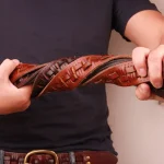 Vintage Luxury Handmade Leather Weave Copper Buckle Men's - Image 4