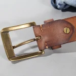 Vintage Luxury Handmade Leather Copper Buckle Man's - Image 3