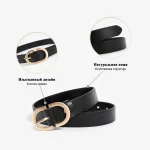 BEAUTODAY Belt Women Genuine Cow Leather Metal Oval Buckle - Image 2