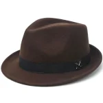 Felt Panama Fedora Hat Short Brim Trilby Flat Hat for Men Women - Image 6