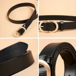 BEAUTODAY Belt Women Genuine Cow Leather Metal Oval Buckle - Image 6