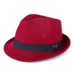 Felt Panama Fedora Hat Short Brim Trilby Flat Hat for Men Women - Image 5