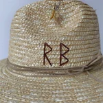 White straw hat pearl chain DIY flat top sun hat new Korean elastic - Image 5