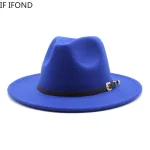 British Style Felt Jazz Fedora Hat 59-61CM Size Panama Trilby Hats - Image 5