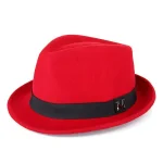 Felt Panama Fedora Hat Short Brim Trilby Flat Hat for Men Women - Image 4