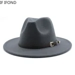 British Style Felt Jazz Fedora Hat 59-61CM Size Panama Trilby Hats - Image 4