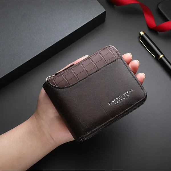 Leather Men’s Wallet Luxury Mens Purse Male Zipper Card Holders
