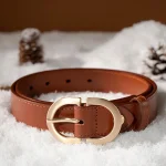 BEAUTODAY Belt Women Genuine Cow Leather Metal Oval Buckle - Image 3