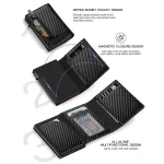 Customized Name Men's Carbon Fiber Magnetic Card Clip Leather RFID - Image 3