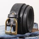 Extra Thick Cowhide Personality Brass Horn-shaped Buckle Head Men's - Image 5