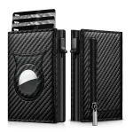 Customized Name Men's Carbon Fiber Magnetic Card Clip Leather RFID