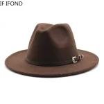 British Style Felt Jazz Fedora Hat 59-61CM Size Panama Trilby Hats - Image 3