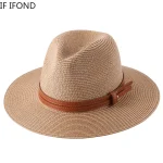 56-58-59-60CM New Natural Panama Soft Shaped Straw Hat - Image 5