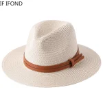 56-58-59-60CM New Natural Panama Soft Shaped Straw Hat - Image 4