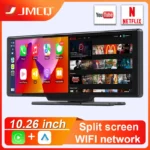 JMCQ Car Mirror Radio Multimedia Video Player Universal Wireless Carplay Android Auto Screen With YouTube Netflix Bluetooth WIFI