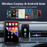 Universal 8 inch Portable Rotatable Car Screen Wireless Carplay Android Auto & WIFI Mirror Link Parking Rear Camera AUX Stereo - Image 5